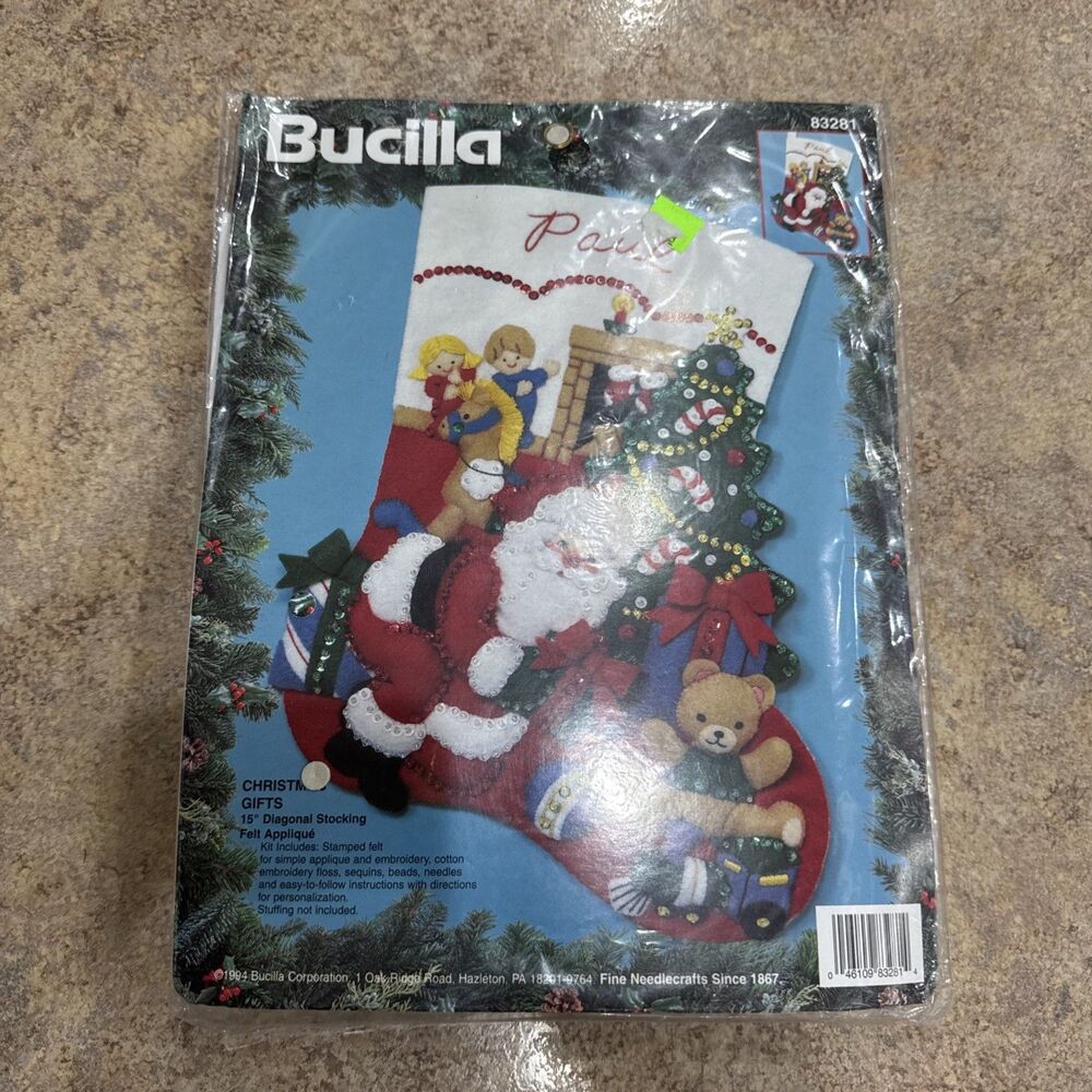 Vintage Bucilla Felt Christmas Stocking Kit 83281 - Christmas Gifts